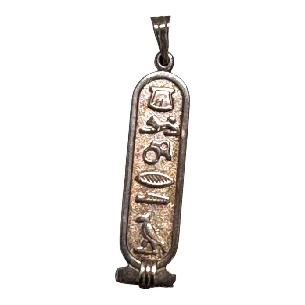 Vintage Sterling Silver Pendant Featuring Egyptian Engravings & Hieroglyphics